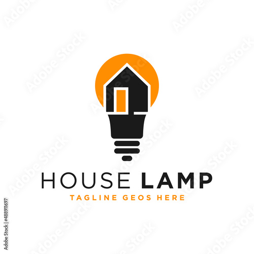 house lamp illustration logo design