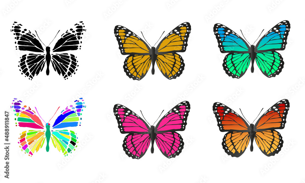 set of butterflies set of butterflies