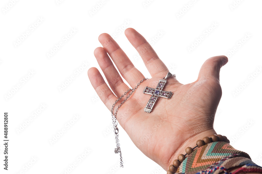 Fototapeta premium Hand holding Christian cross