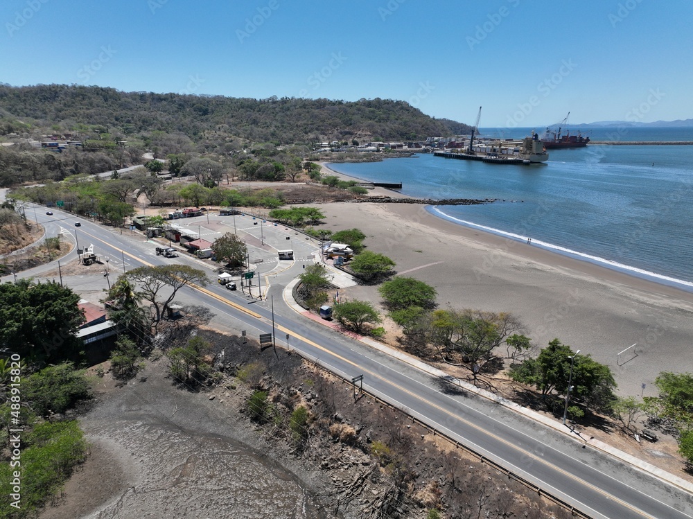 Aerial of the port of Caldera in the Pacific Coast of Costa RIca