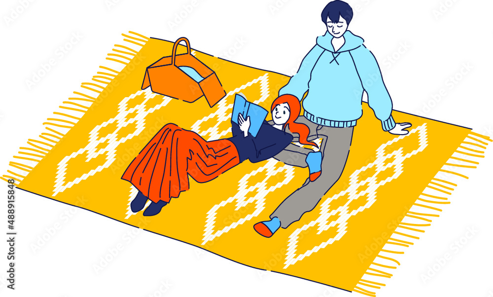 Obraz premium ピクニックを楽しむ男女