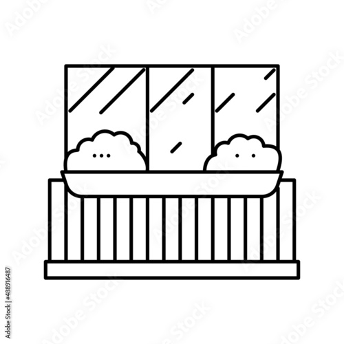 plant on balcony line icon vector illustration