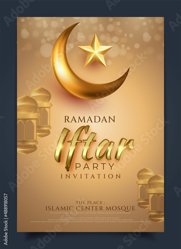Elegant iftar invitation template with editable text