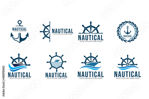 Set of nautical logos, badges and labels