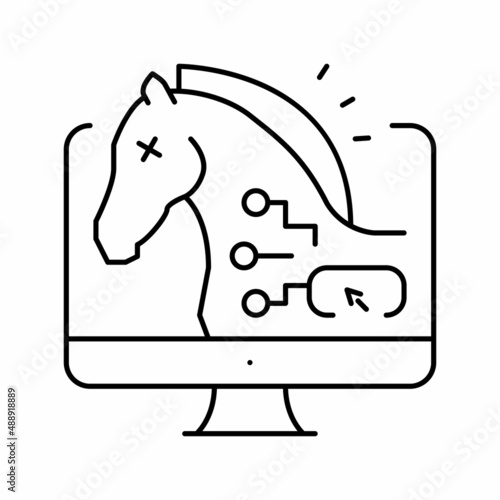 trojan horses line icon vector illustration