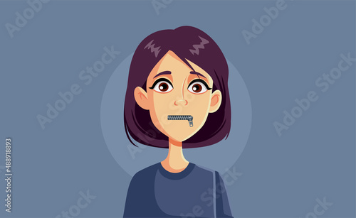 Silenced Woman in Freedom of Speech Concept Illustration