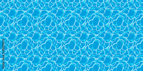 Blue water surface background. Waves of sea, ocean, pool and lake. Light ripple texture. Vector seamless pattern.