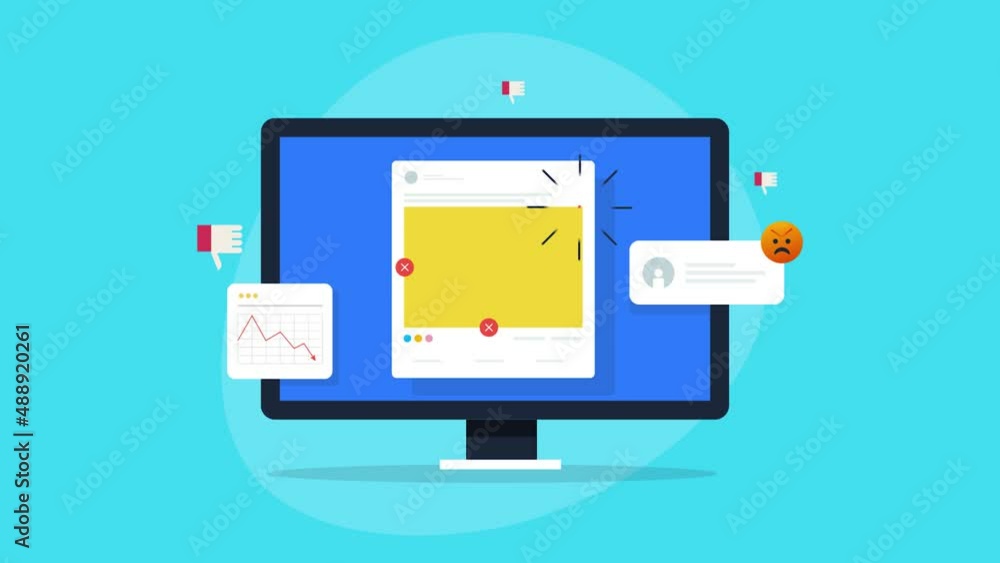 2d animation concept of social media mistake, wrong digital marketing strategy, 4k video clip. 2d animation concept of social media mistake, wrong digital marketing strategy, 4k video clip.