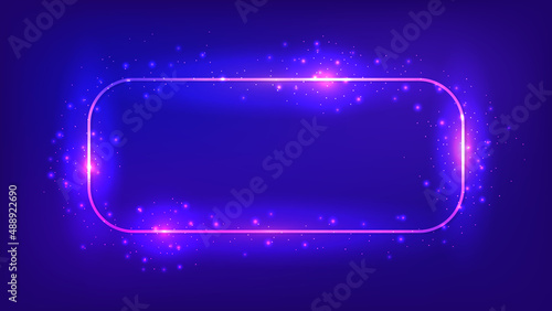 Neon rectangular frame with shining effects