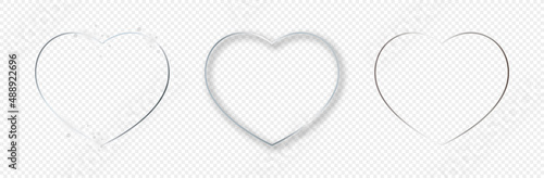Silver glowing heart shape frame