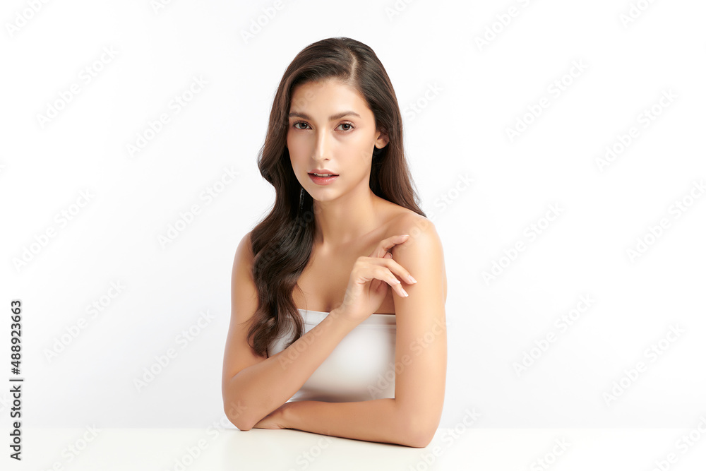 Beautiful young asian woman with clean fresh skin on white background, Face care, Facial treatment, Cosmetology, beauty and spa, Asian women portrait. Beautiful young asian woman with clean fresh skin on white background, Face care, Facial treatment, Cosmetology, beauty and spa, Asian women portrait.