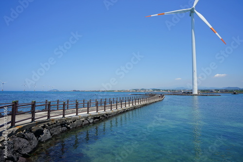 walkway and turbine on the sea