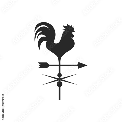 Rooster weather vane icon. Windvane rooster vector sign. Rooster with arrow vector icon