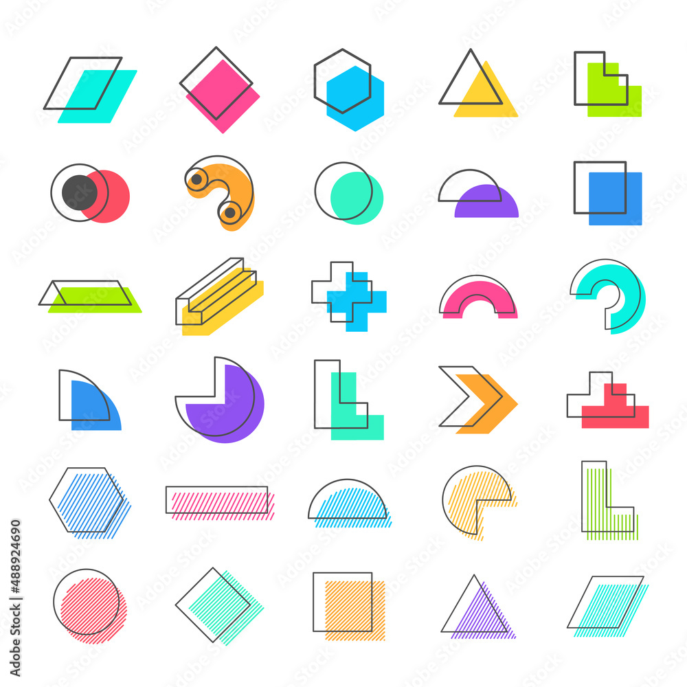 Memphis Elements. simple geometric line object structure shape Memphis Elements. simple geometric line object structure shape
