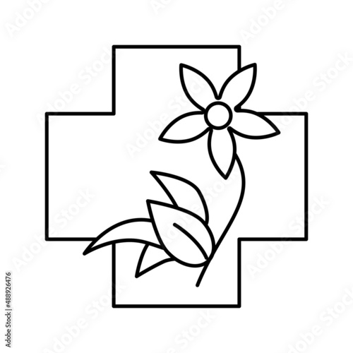 flower natural homeopathy medicine line icon vector illustration