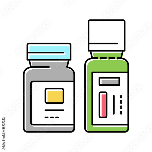 bottles with homeopathy medical drug color icon vector illustration