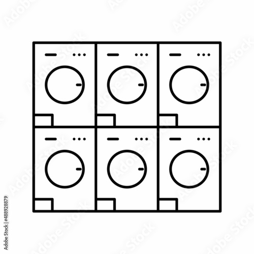 laundromat equipment for washing clothes line icon vector illustration