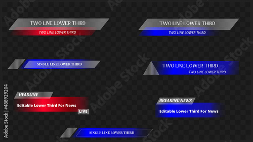 Lower third design with glass effect.Transparent lower thirds for videos