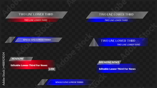Lower third design with glass effect.Transparent lower thirds for videos photo