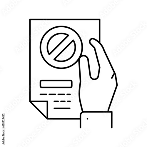 denial of entry refugee line icon vector illustration