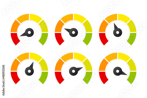 Speed metering or rating icon collection. Vector illustration.