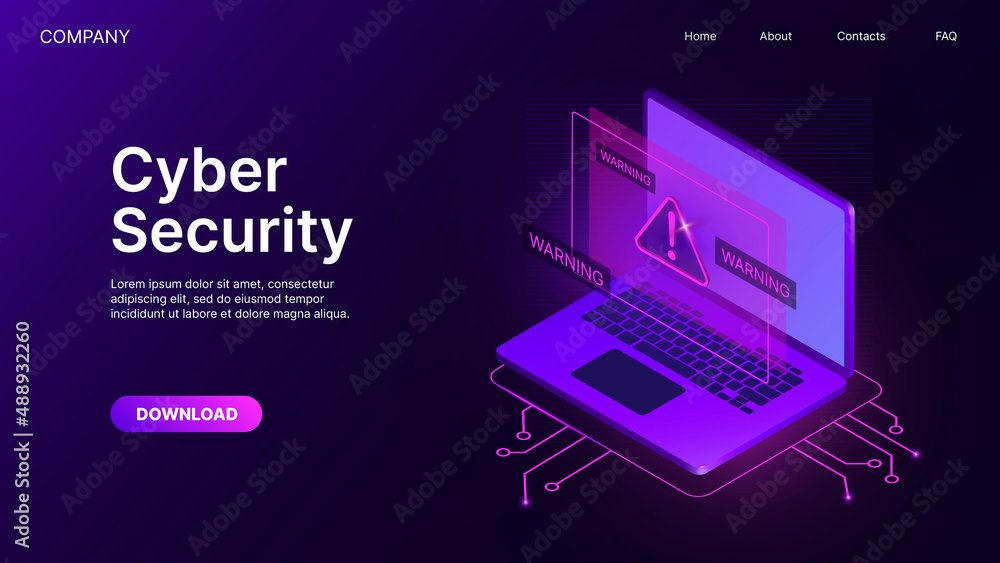 Cyber Security. Warning System for Data Safety. Website Page Banner