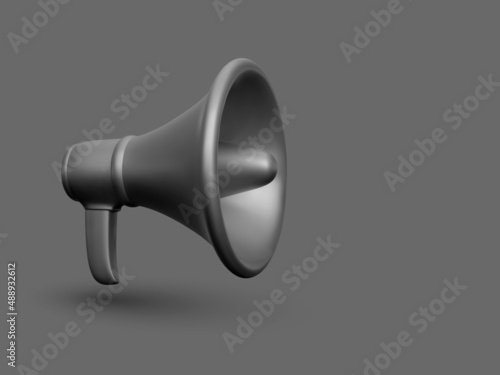 3d realistic black plastic megaphone marketing concept. Vector illustration