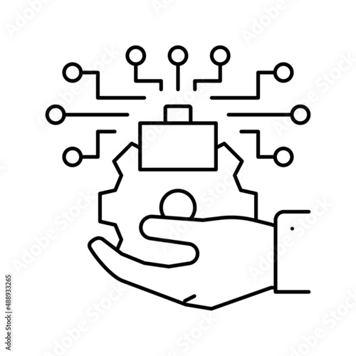 promoting technology commercialization line icon vector illustration