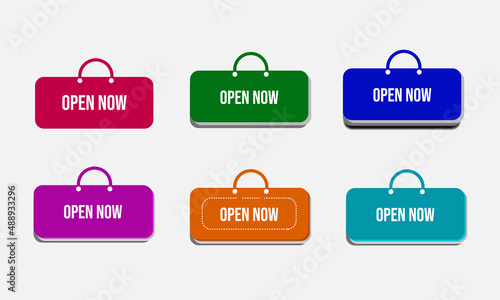 Open Now Hanging  on Shop Door vector