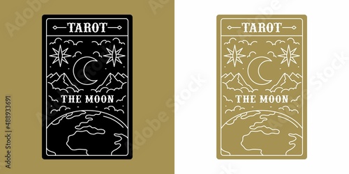 Tarot Card Minimalist Vector Illustration, The Moon
