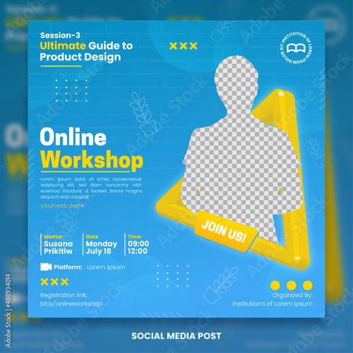 Online workshop invitation social media banner template