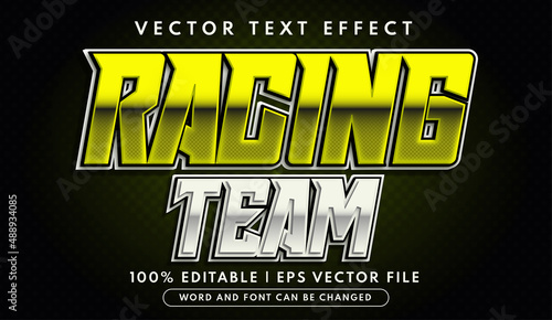 Racing team editable text effect