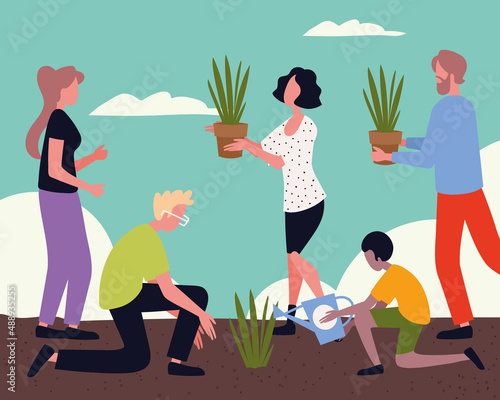 volunteers plant trees