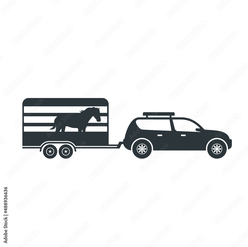 illustration of car and animal carriage, vector art.