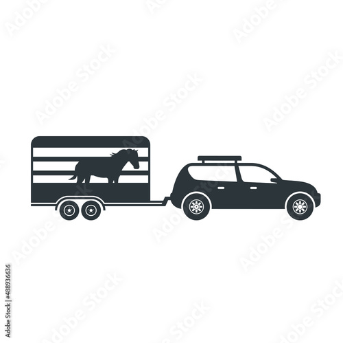 illustration of car and animal carriage  vector art.
