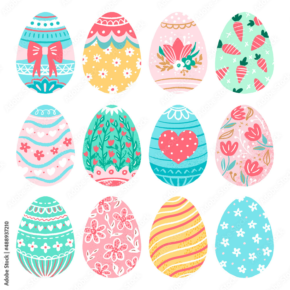 Happy Easter egg vector set cartoon illustration