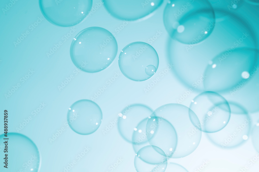 Beautiful Transparent ฺBlue Soap Bubbles Texture Background.	
