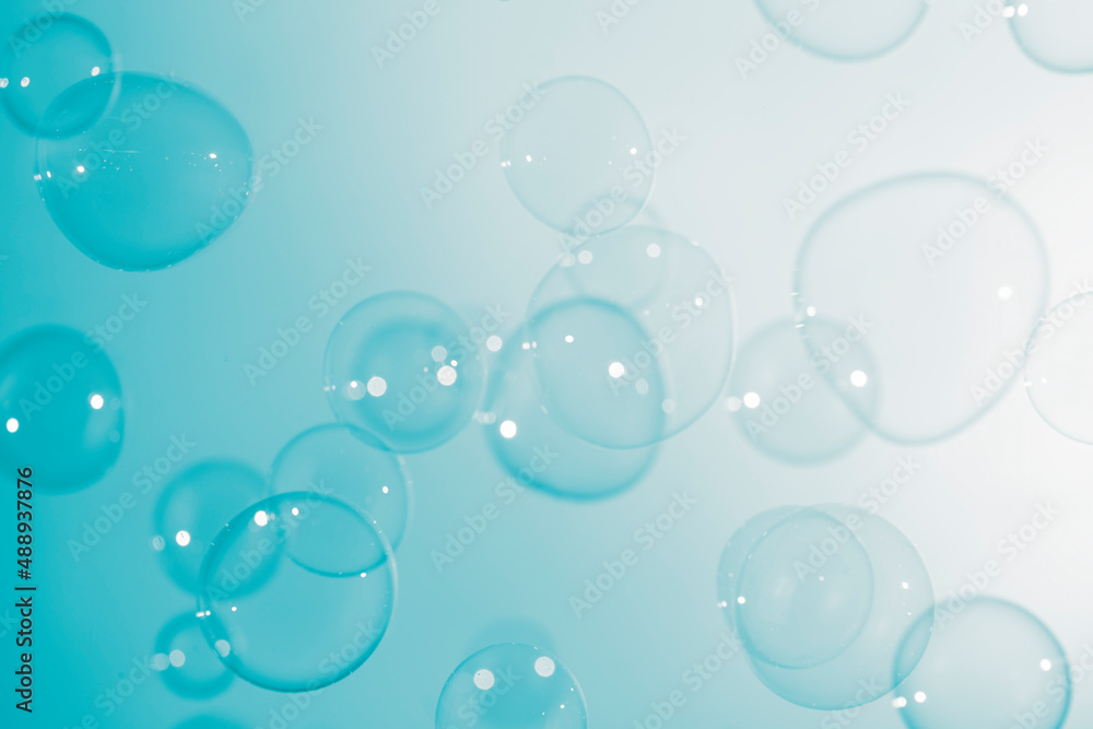 Beautiful Transparent ฺBlue Soap Bubbles Texture Background.	
