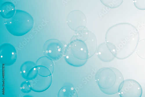 Beautiful Transparent    Blue Soap Bubbles Texture Background.  