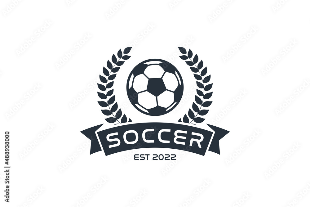 Obraz premium football logo with laurel and tape element. modern design. sport logo template