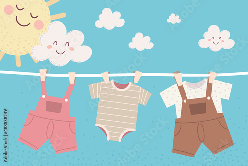 hanging baby clothes