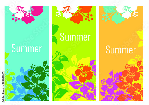 Set of backgrounds, banners. Each element represents one of the four seasons of the year: spring, summer, autumn, winter. Vector illustration