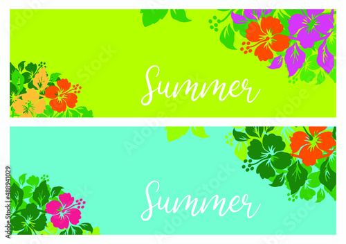 Set of backgrounds, banners. Each element represents one of the four seasons of the year: spring, summer, autumn, winter. Vector illustration