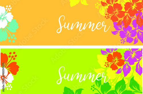 Set of backgrounds, banners. Each element represents one of the four seasons of the year: spring, summer, autumn, winter. Vector illustration