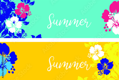 Set of backgrounds, banners. Each element represents one of the four seasons of the year: spring, summer, autumn, winter. Vector illustration