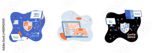 Self confidence concept. Person has private conversation metaphor. Brave confident. Trust property, reassuring partnerships, conviction. Protection of intellectual property. Confidential data