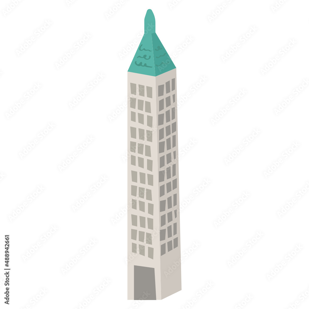 Skyscraper building vector illustration in flat color design