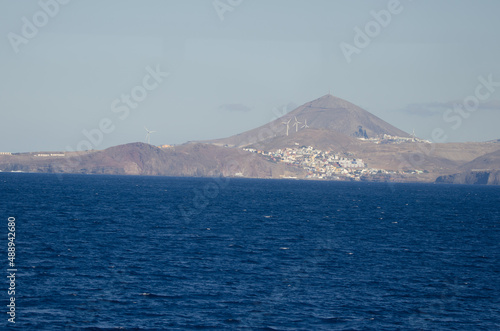 Town of Agaete and Mountain of Galdar in the northwest of Gran Canaria. Canary Islands. Spain.