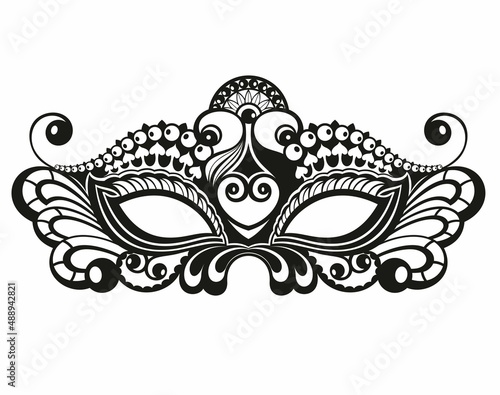 Mask silhouette. Venetian carnival facial masks, Mardi Gras Carnival