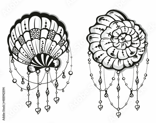 Shells  logo symbol icon vector graphic design illustration